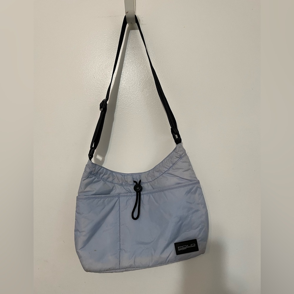 Polo Sport Ralph Lauren Light
Blue Distressed gym/Beach/yoga vinyl Crossbody bag
